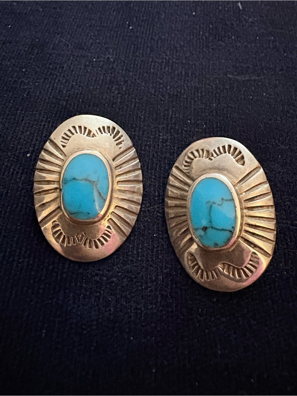 Turquoise Oval Stone Sterling Silver Earrings - Women Jewelry